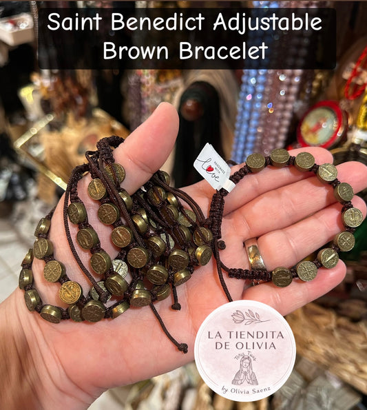 Saint Benedict Adjustable Brown Bracelet