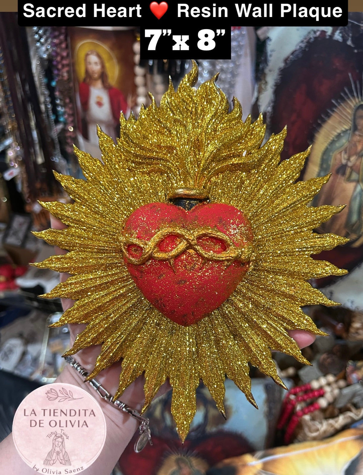 Sacred ❤️ Heart 
Resin Wall Plaque 7” x 8”