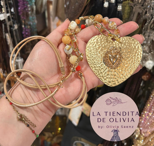 Sacred Heart Necklace 34” long