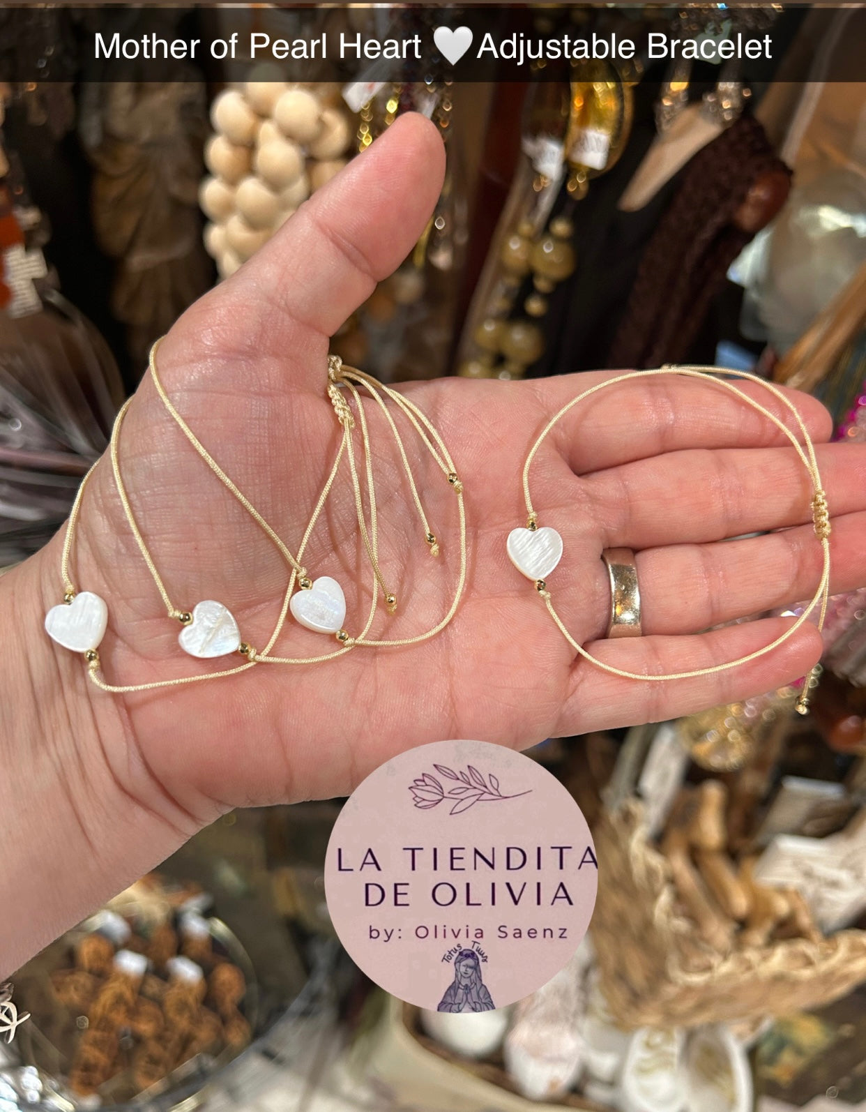 Mother of Pearl Heart 🤍Adjustable Bracelet