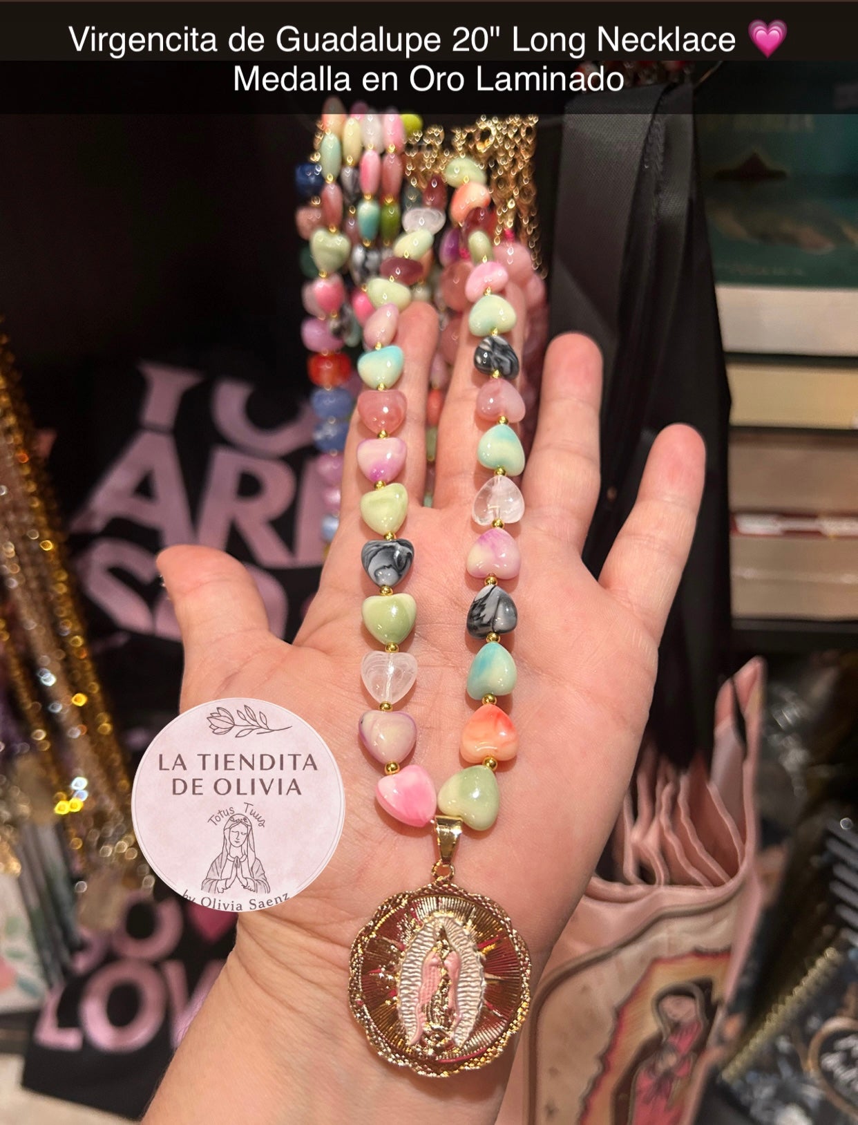 Virgencita de Guadalupe 20" Long Necklace 💗
Medalla en Oro Laminado