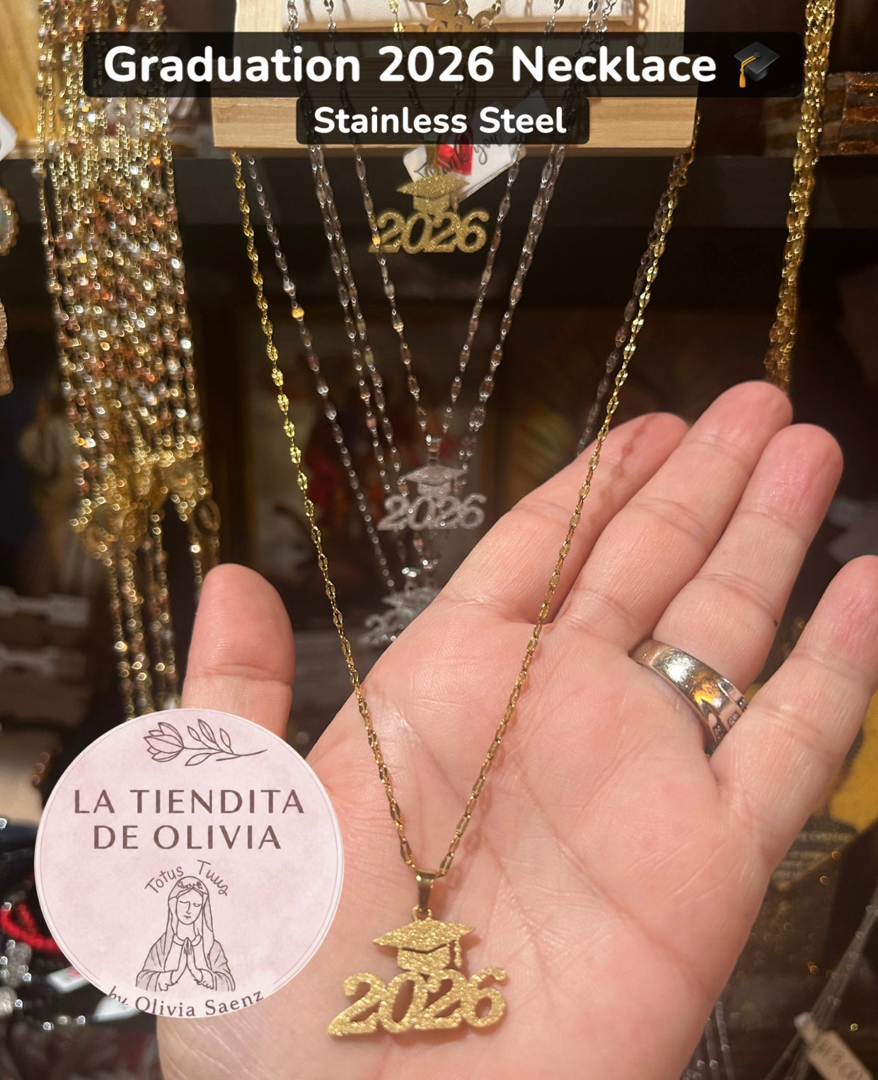 Graduation 2026 🎓 Necklace  18” Long 
Stainless Steel Gold