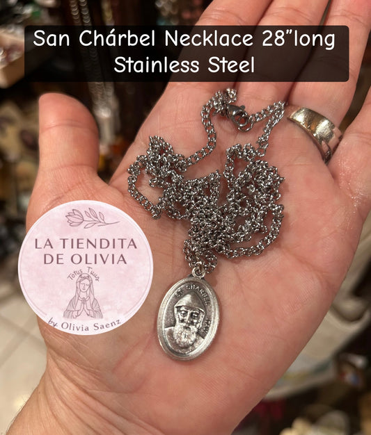 San Chárbel Necklace 28”long Stainless Steel