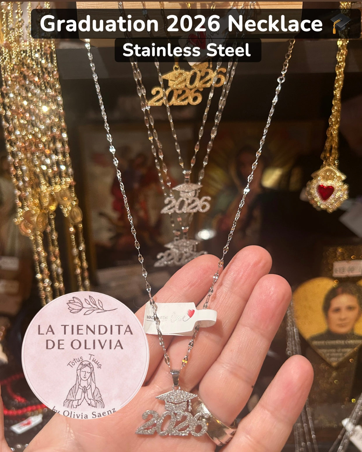 Graduation 2026 🎓 18” Necklace.               Stainless Steel Silver