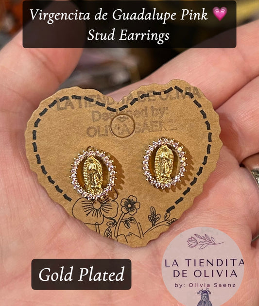 Virgencita de Guadalupe Pink 💗Stud Earrings