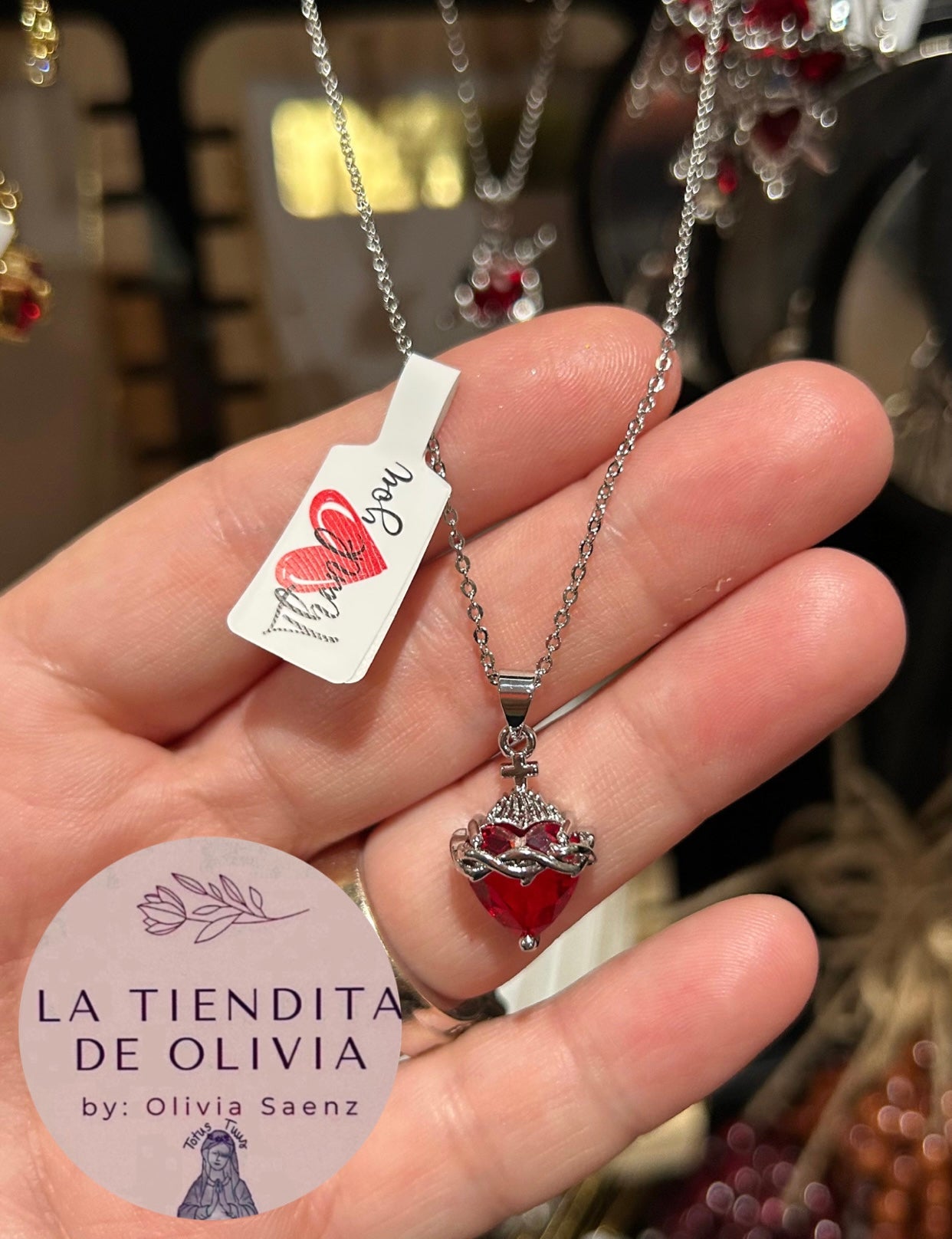 Sacred Heart of Jesus  ❤️ Pendant Necklace 18” long 
Stainless Steel Silver