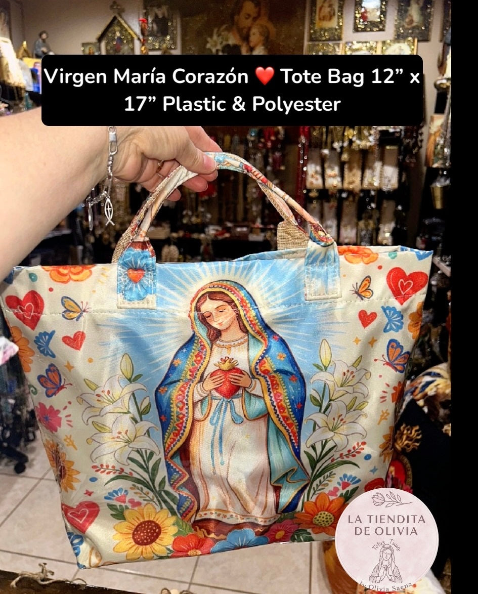 Virgen María Corazón
Tote Bag 12" x  17" Plastic & Polyester