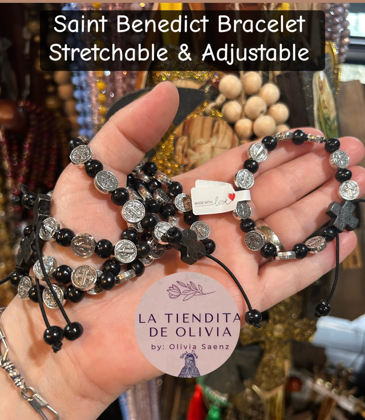 Saint Benedict Rosary-Bracelet        Stretchable & Adjustable