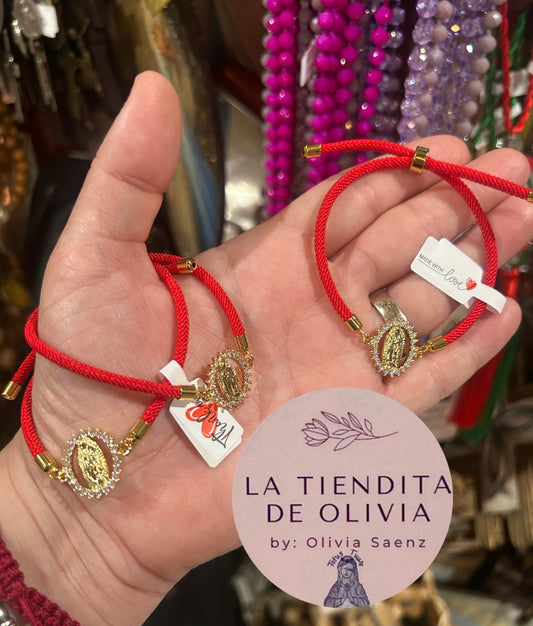 Virgencita de Guadalupe Red Adjustable Bracelet
