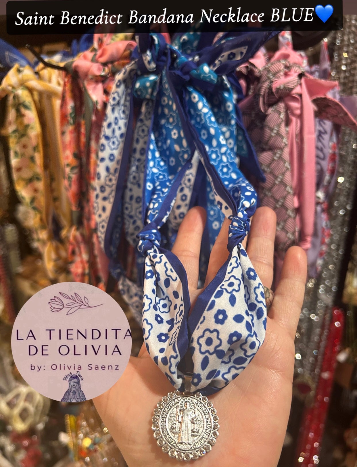 Saint Benedict Bandana Necklace BLUE💙