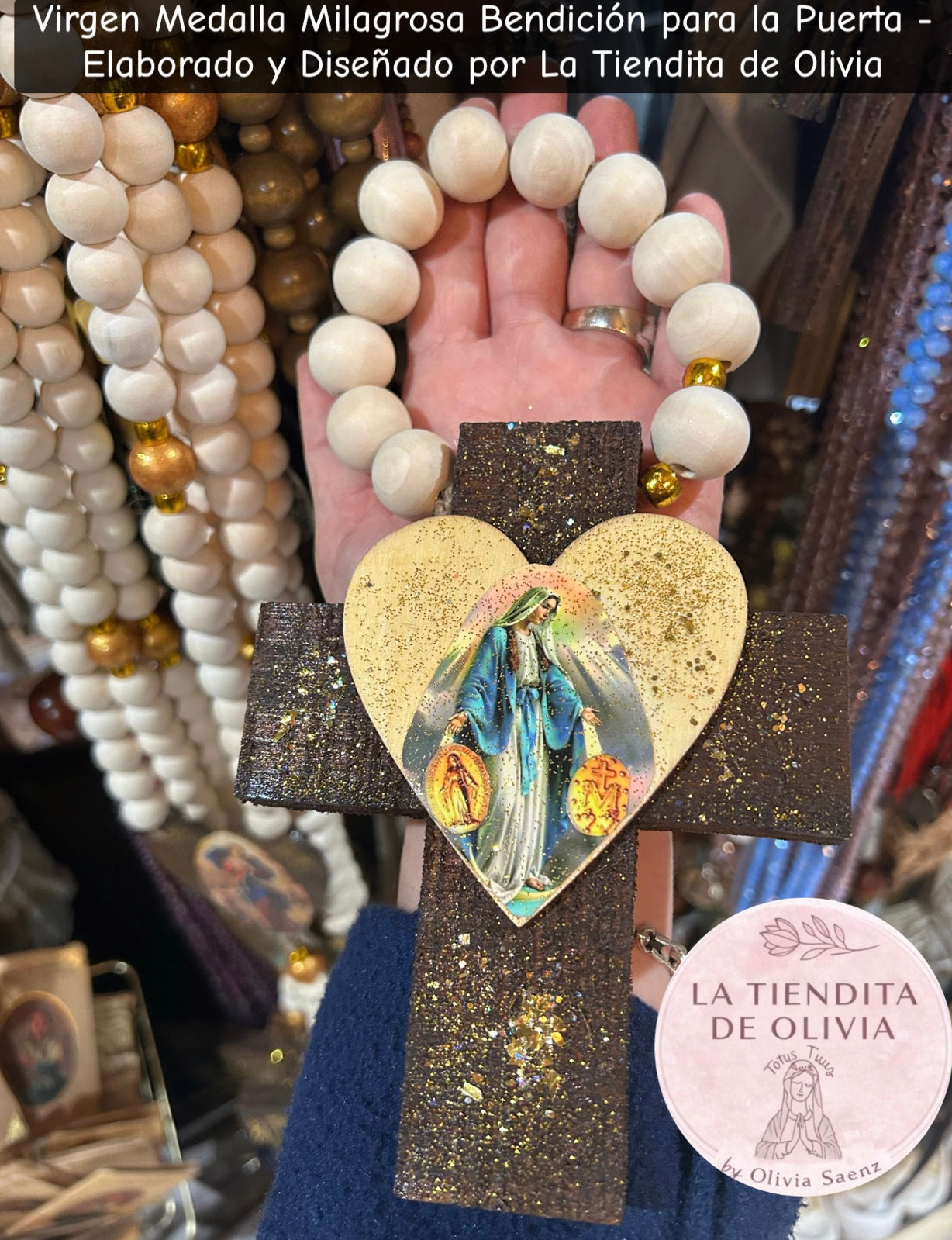 Virgen Medalla Milagrosa Bendición para la Puerta - Elaborado y Diseñado por La Tiendita de Olivia