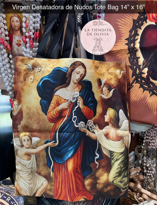 Virgen Desatadora de Nudos Tote Bag 14” x 16”