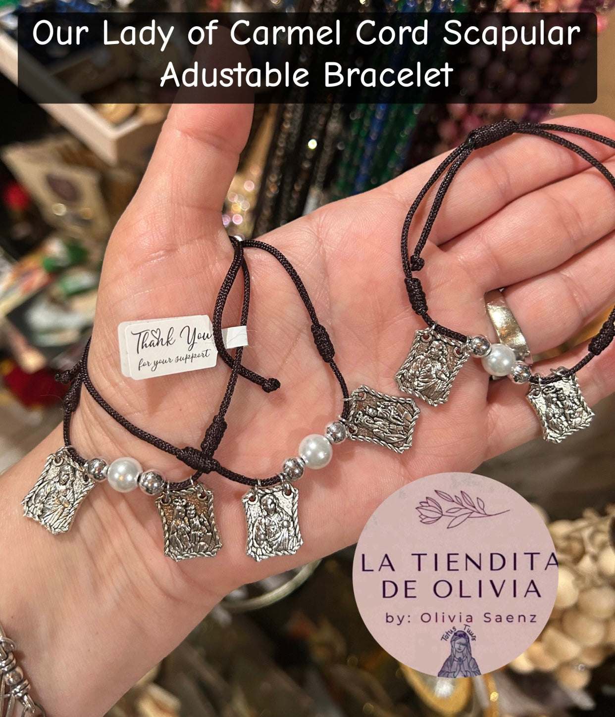 Our Lady of Mount Carmel Cord Scapular Adustable Bracelet