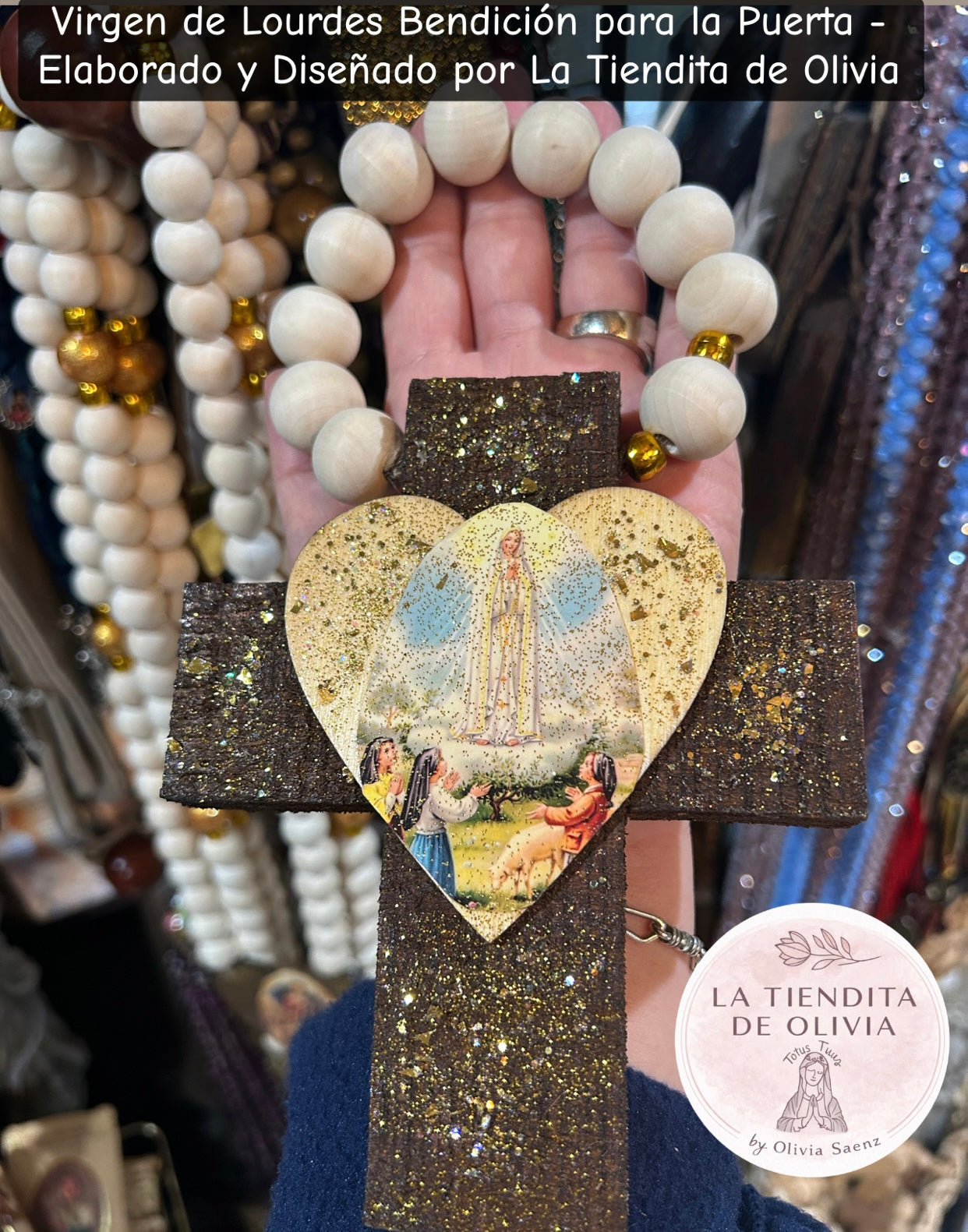 Virgen de Lourdes Bendición para la Puerta - Elaborado y Diseñado por La Tiendita de Olivia