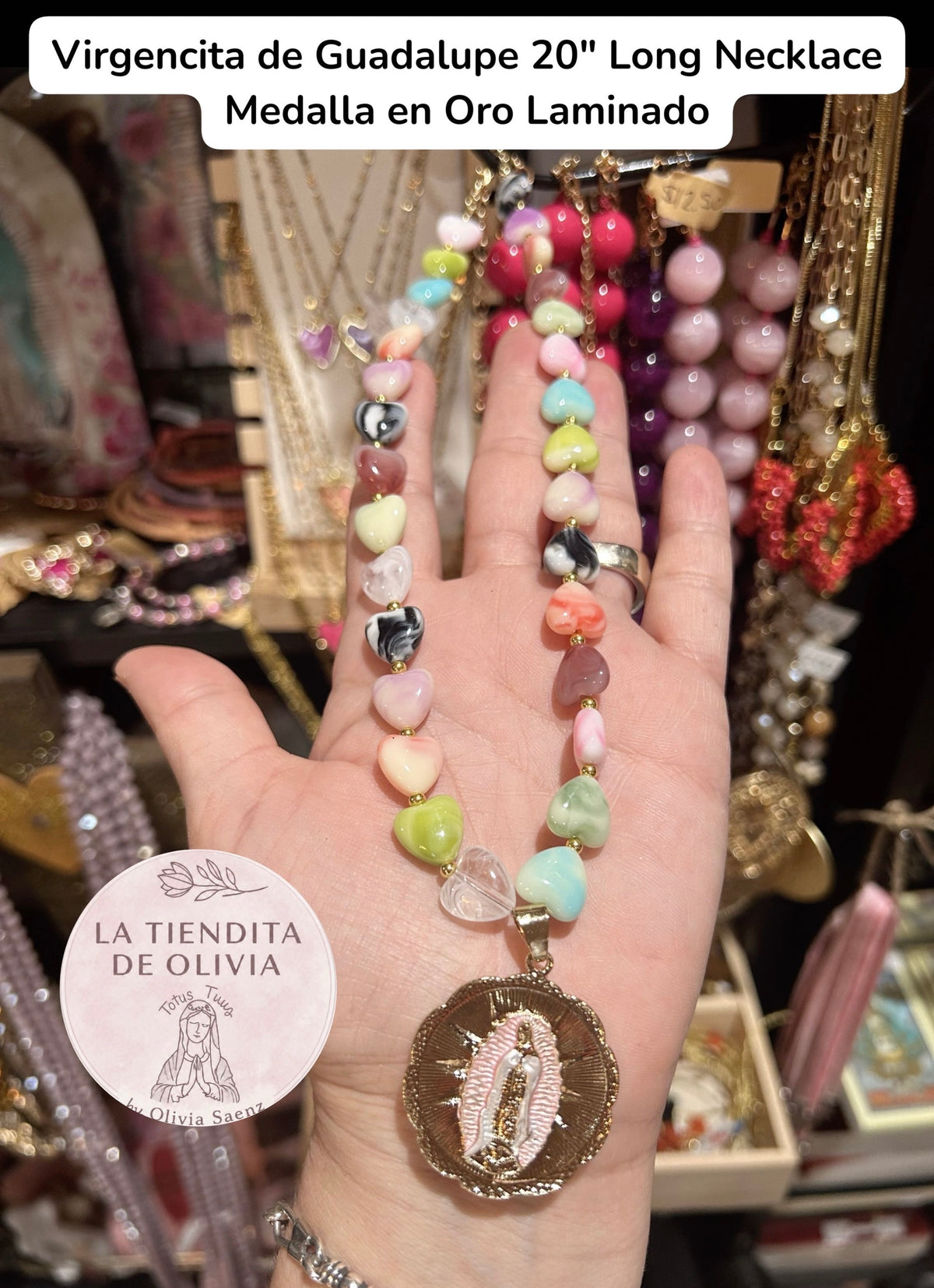 Virgencita de Guadalupe 20" Long Necklace 💗
Medalla en Oro Laminado