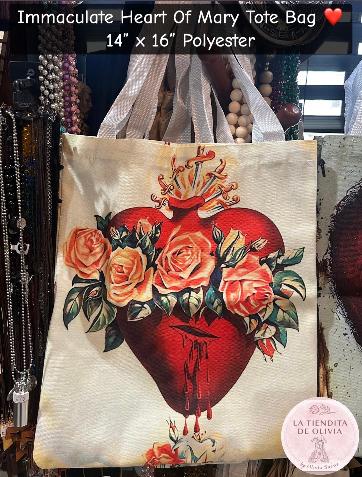 Immaculate Heart Of Mary Tote Bag
14" x 16"                                                      Polyester