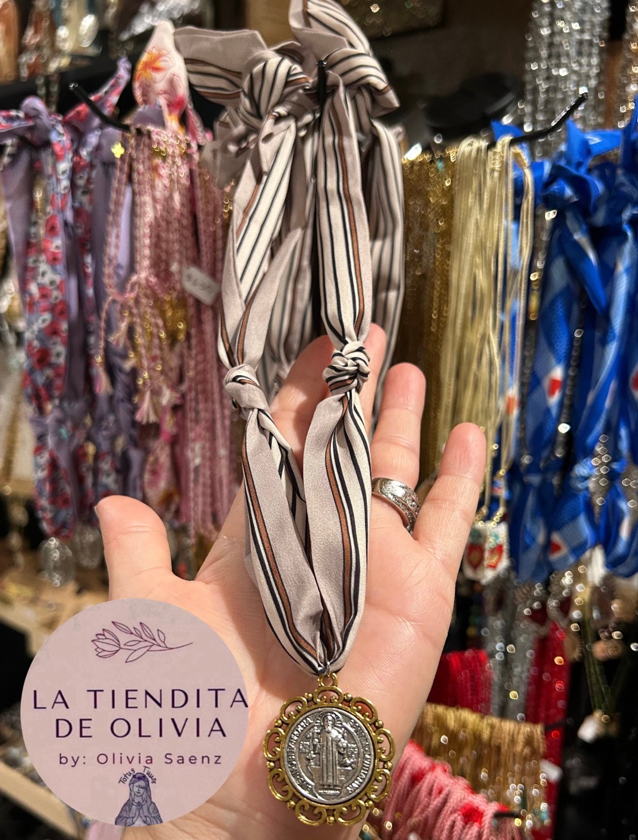 Saint Benedict Bandana Necklace Gold & Silver