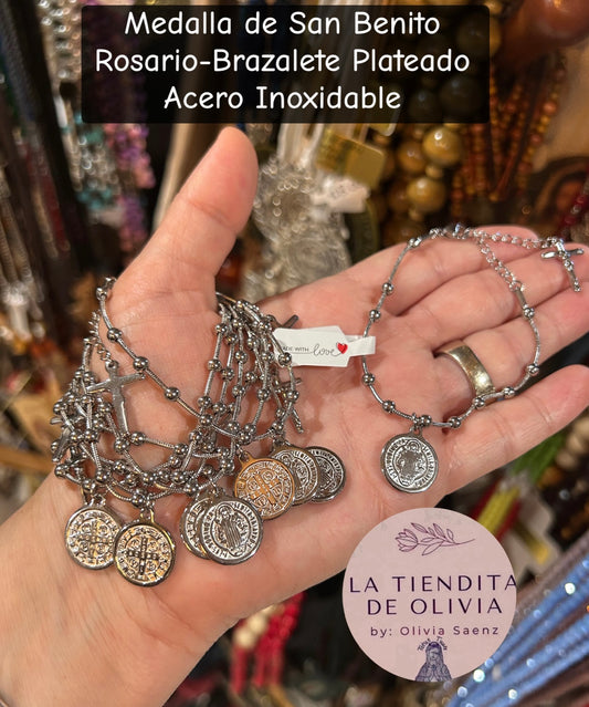 Medalla de San Benito
Rosario-Brazalete Plateado
Acero Inoxidable