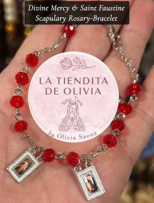 Divine Mercy & Saint Faustine Scapulary Rosary-Bracelet