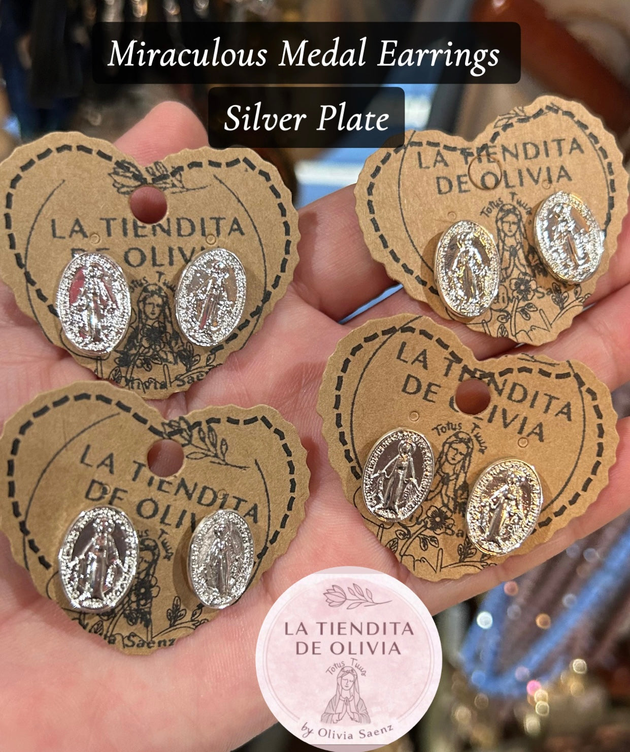 Miraculous Medal Earrings
Silver Plate