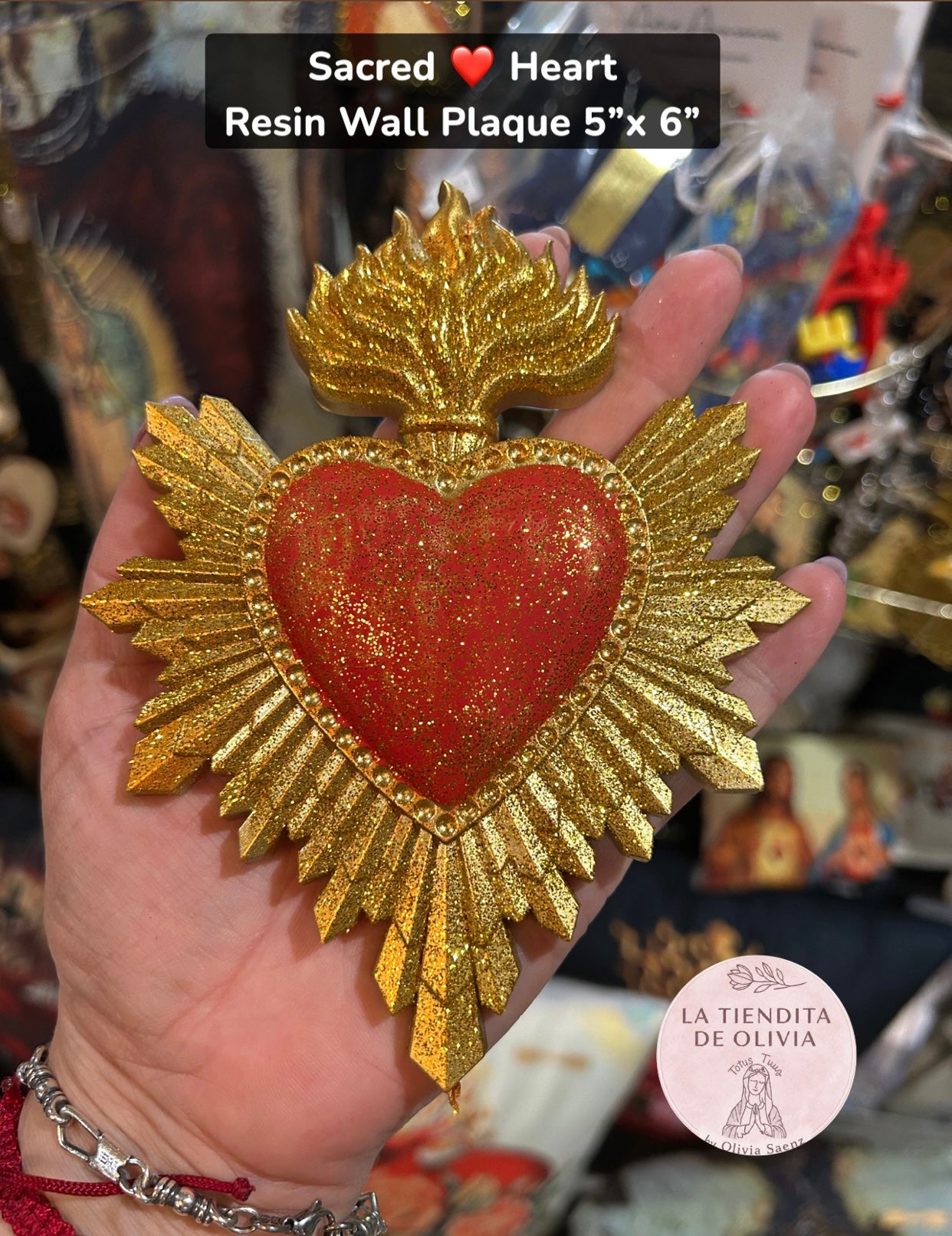 Sacred ❤️ Heart 
Resin Wall Plaque 5”x 6”