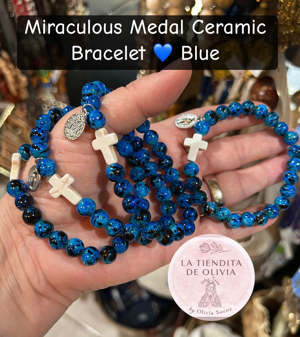 Miraculous Medal Ceramic
Bracelet 💙 Blue