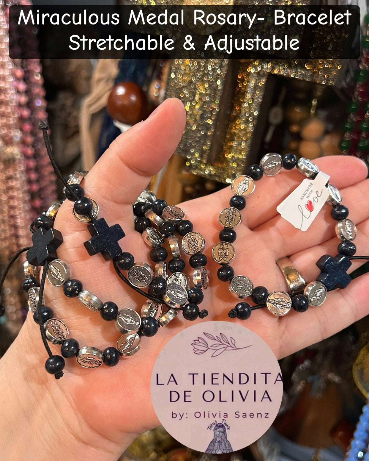 Miraculous Medal Rosary-Bracelet 
Stretchable & Adjustable