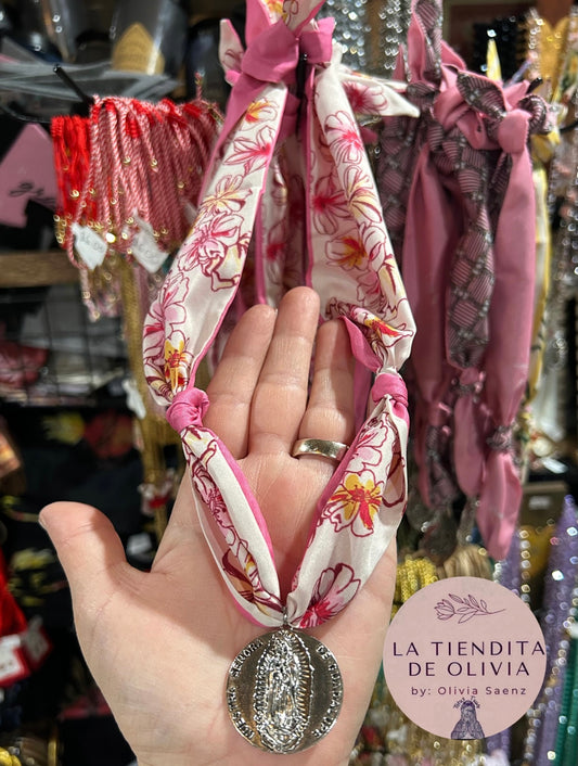 Virgencita de Guadalupe Bandana Necklace Pink 💗