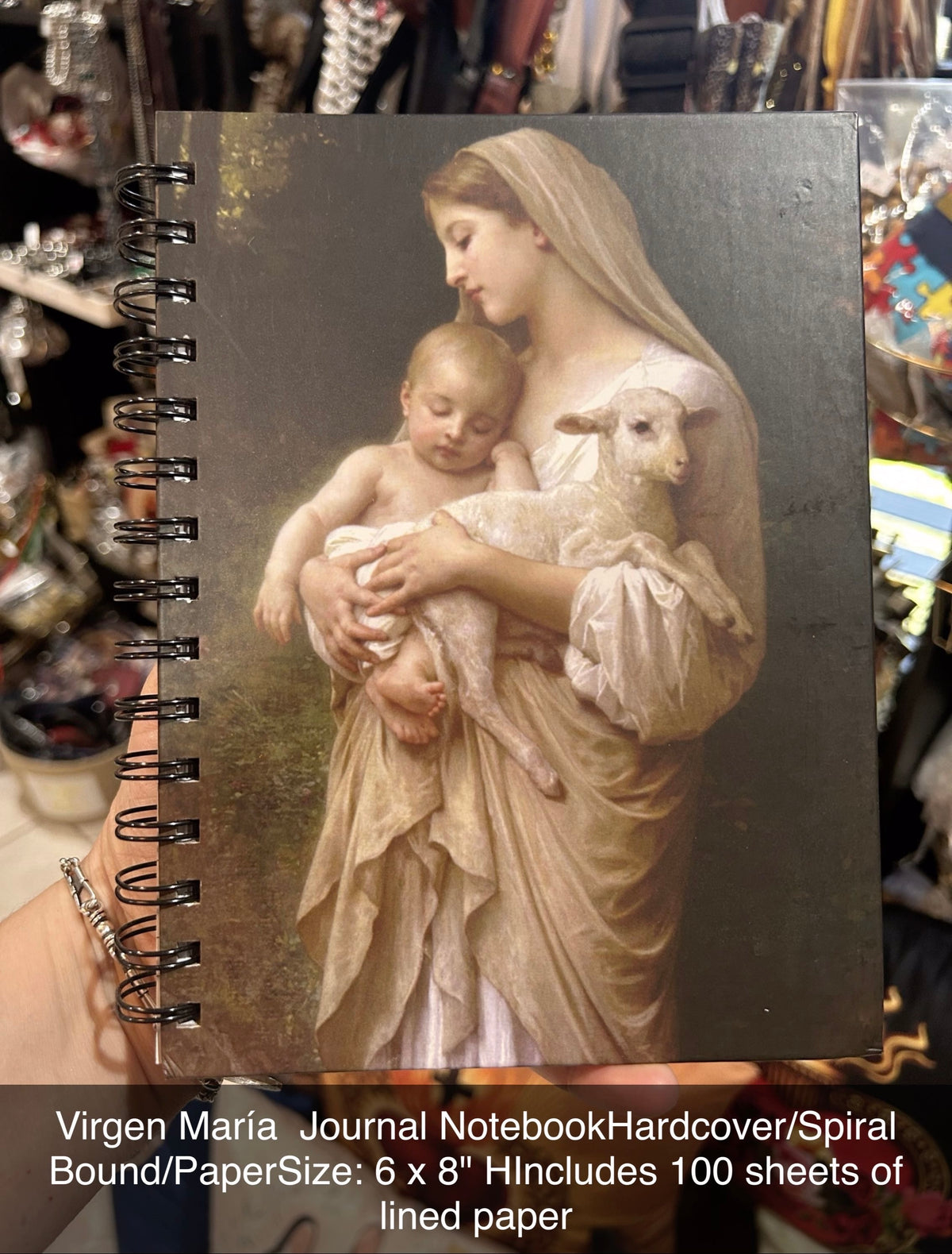 Virgen María Journal Notebook
Hardcover/Spiral Bound/Paper
Size: 6 x 8" H
Includes 100 sheets of lined paper