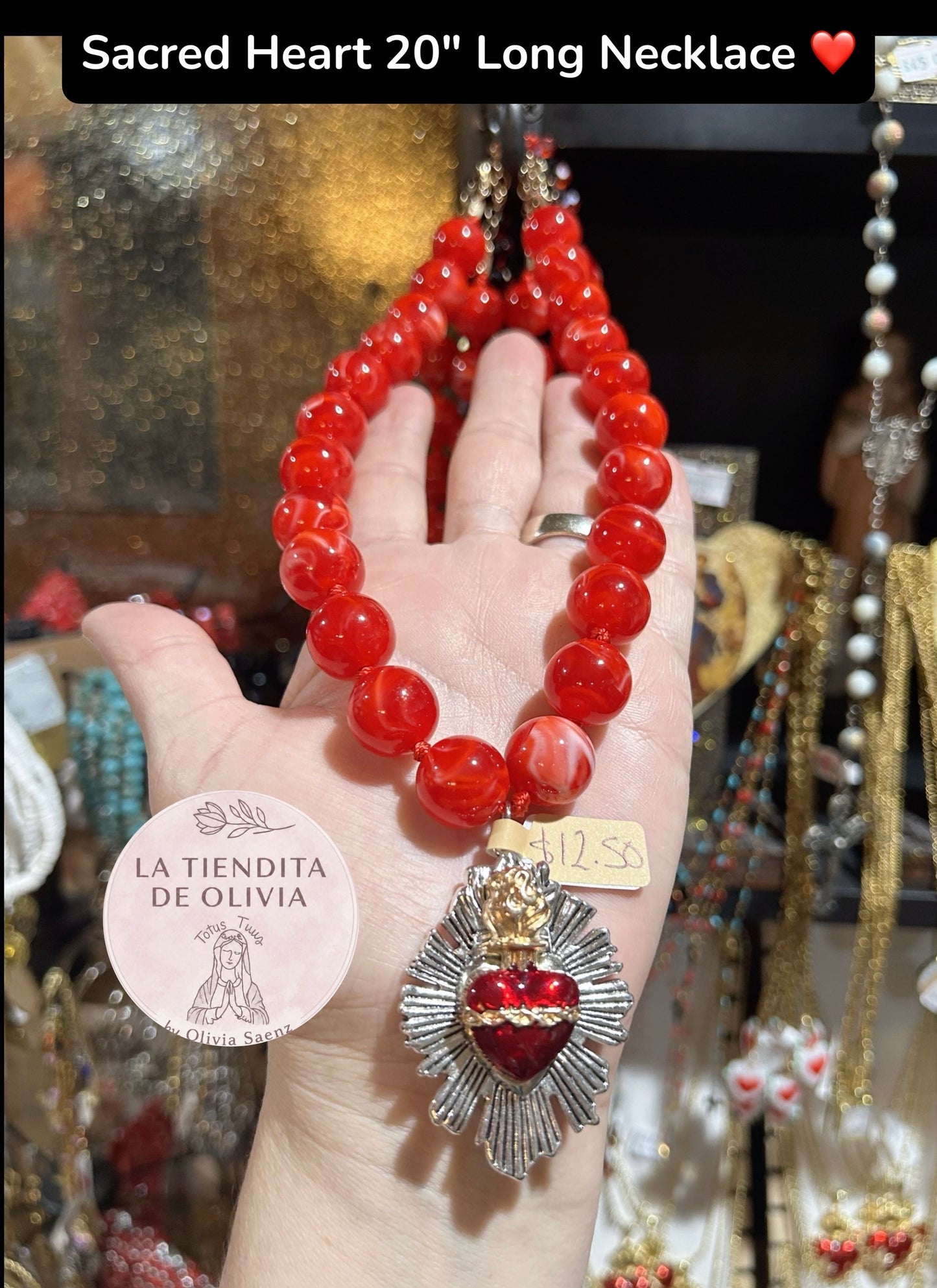 Sacred Heart 20" Long Necklace❤️