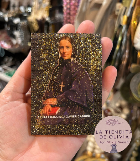 Santa Francisca Cabrini                    Mini Cuadritos de Madera 
Medias Aproximadas 2”x 3”
Elaborado y Diseñado por LA TIENDITA DE OLIVIA