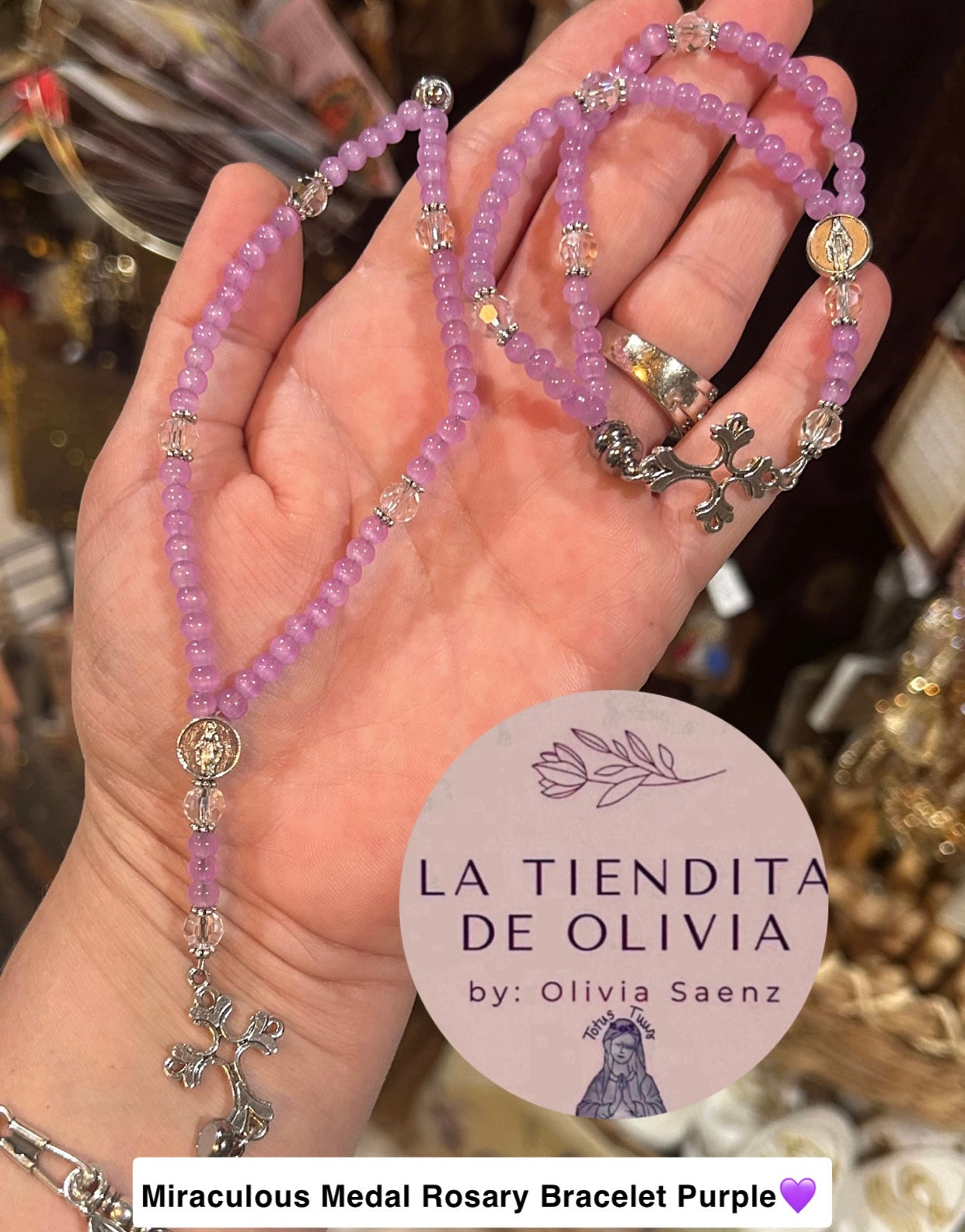 Miraculous Medal Rosary Bracelet Purple💜