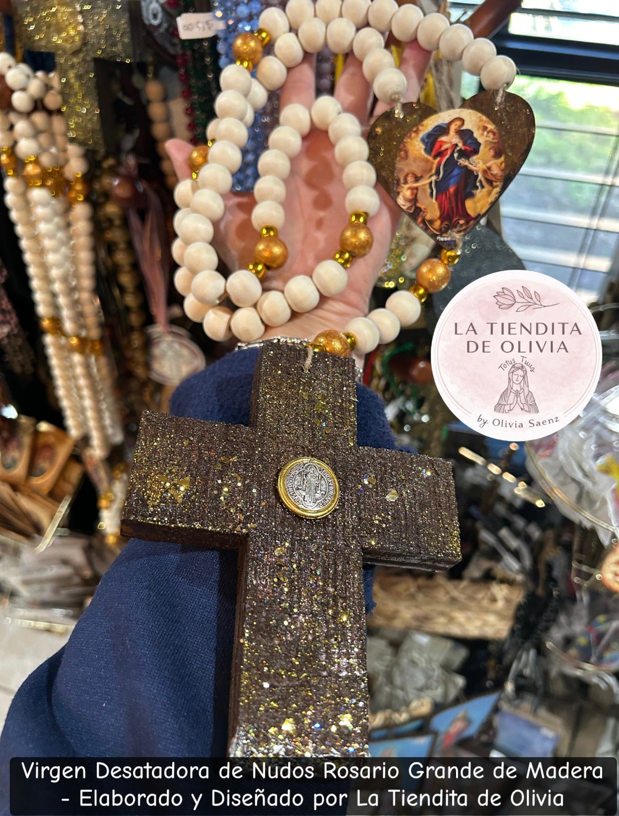 Virgen Desatadora de Nudos Rosario Grande de Madera - Elaborado y Diseñado por La Tiendita de Olivia