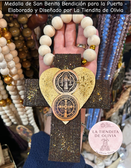 Medalla de San Benito Bendición para la Puerta - Elaborado y Diseñado por La Tiendita de Olivia