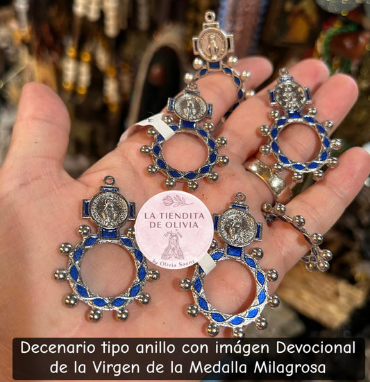 Decenario tipo anillo con imágen Devocional de la Virgen de la Medalla Milagrosa