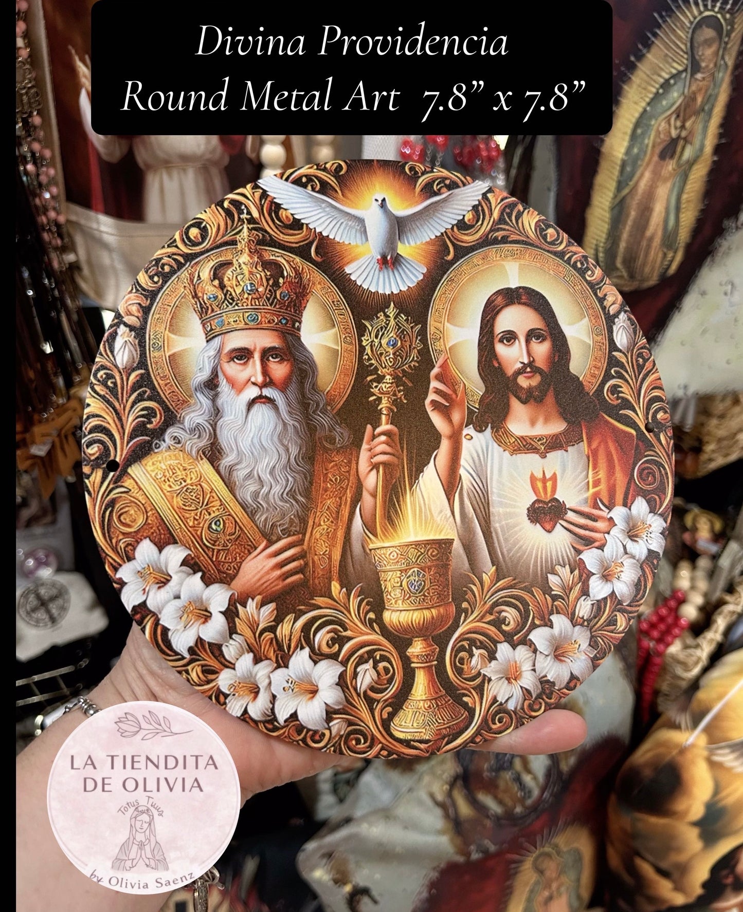 Divina Providencia.                        Round Metal Art  7.8” x 7.8”