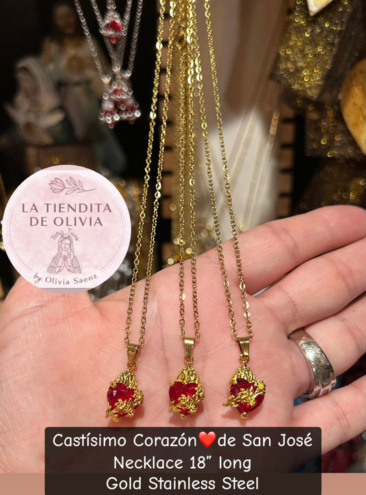 Castísimo Corazón❤️de San José
Necklace 18" long
Gold Stainless Steel