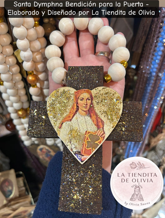 Santa Dymphna Bendición para la Puerta - Elaborado y Diseñado por La Tiendita de Olivia