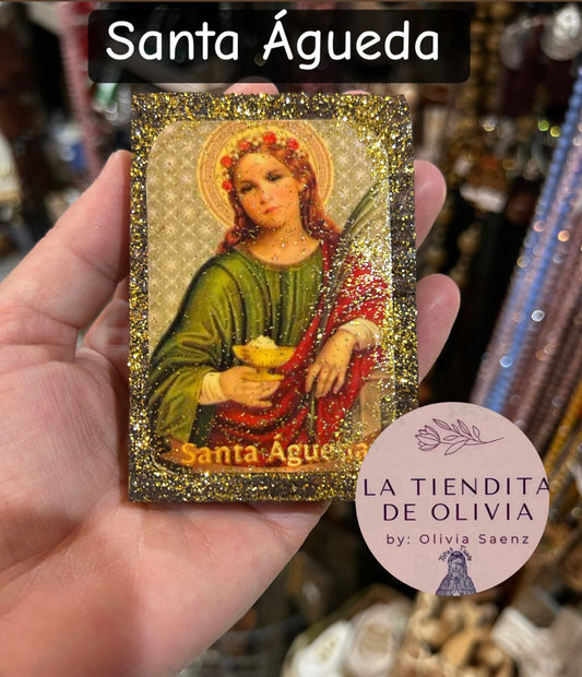 Santa Águeda                                          Mini Cuadrito de Madera 
Medidas Aproximadas 2”x 3”

Elaborado y Diseñado por LA TIENDITA DE OLIVIA
