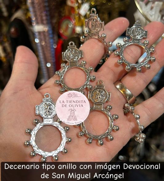 Decenario tipo anillo con imágen Devocional de San Miguel Arcángel
