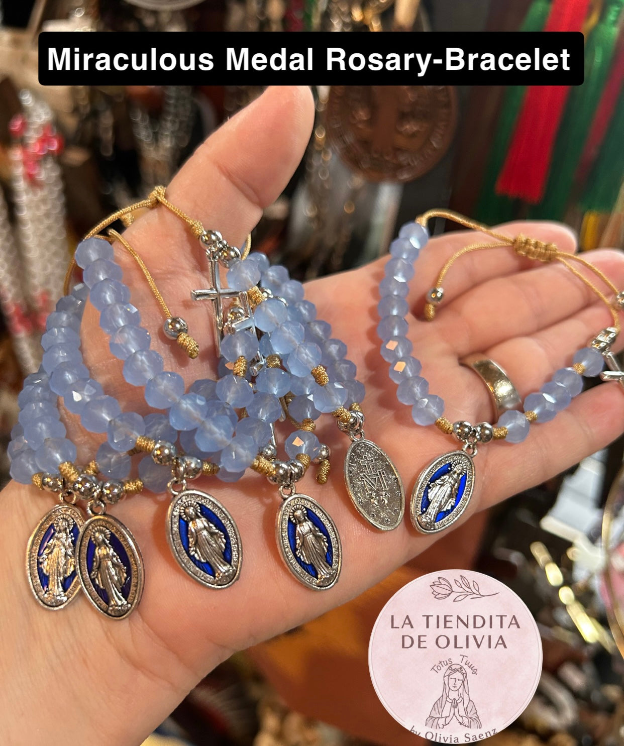 Miraculous Medal Crystal Rosary-Bracelet