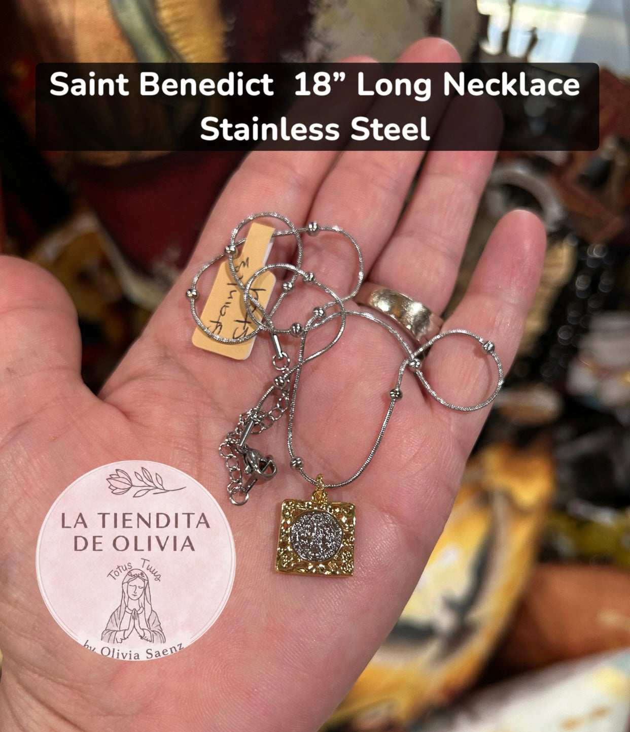 Saint Benedict  18” Long Necklace Stainless Steel