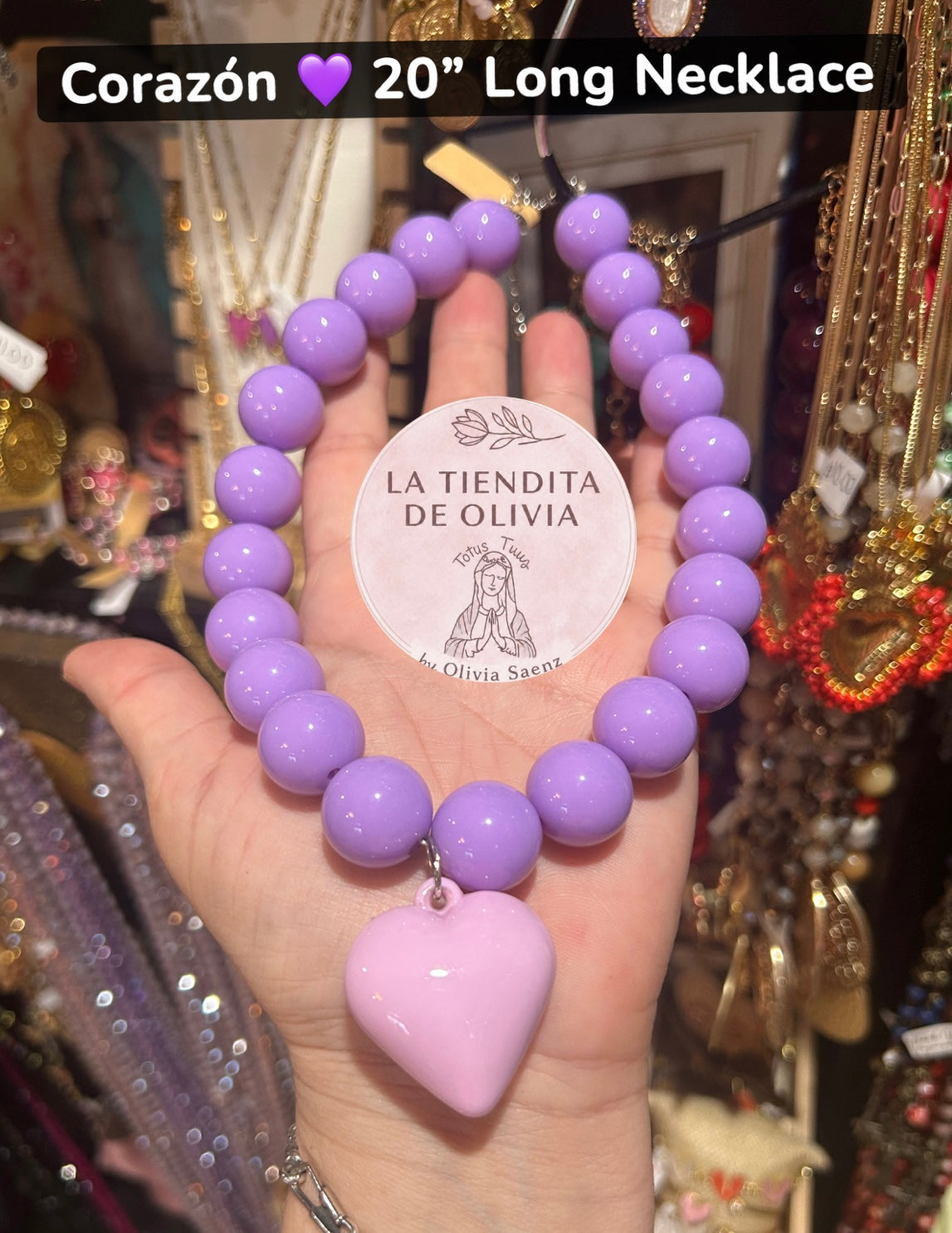 Corazón 💜 20” Long Necklace