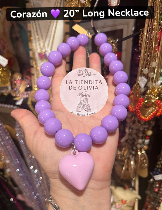 Corazón 💜 20” Long Necklace