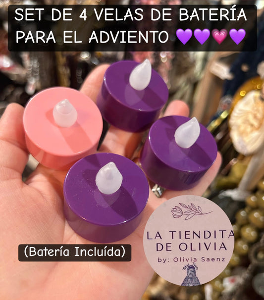 SET DE 4 VELAS DE BATERÍA
PARA EL ADVIENTO
(Batería Incluída)