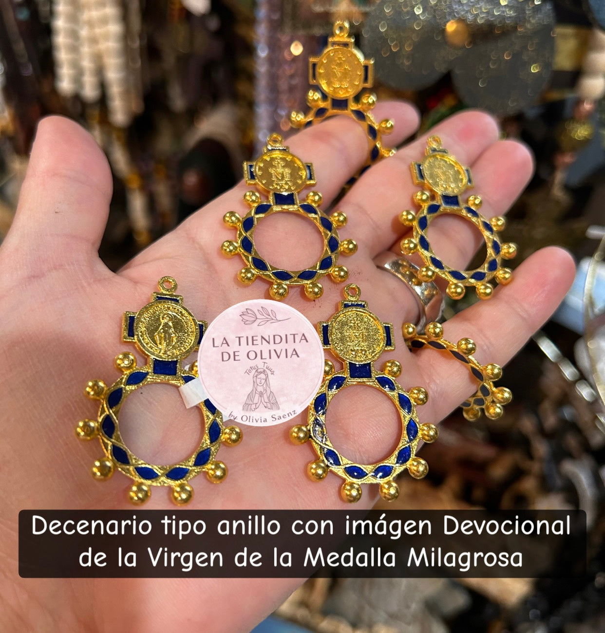 Decenario tipo anillo con imágen Devocional de la Virgen de la Medalla Milagrosa