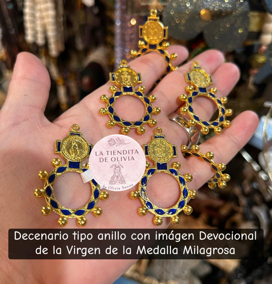 Decenario tipo anillo con imágen Devocional de la Virgen de la Medalla Milagrosa