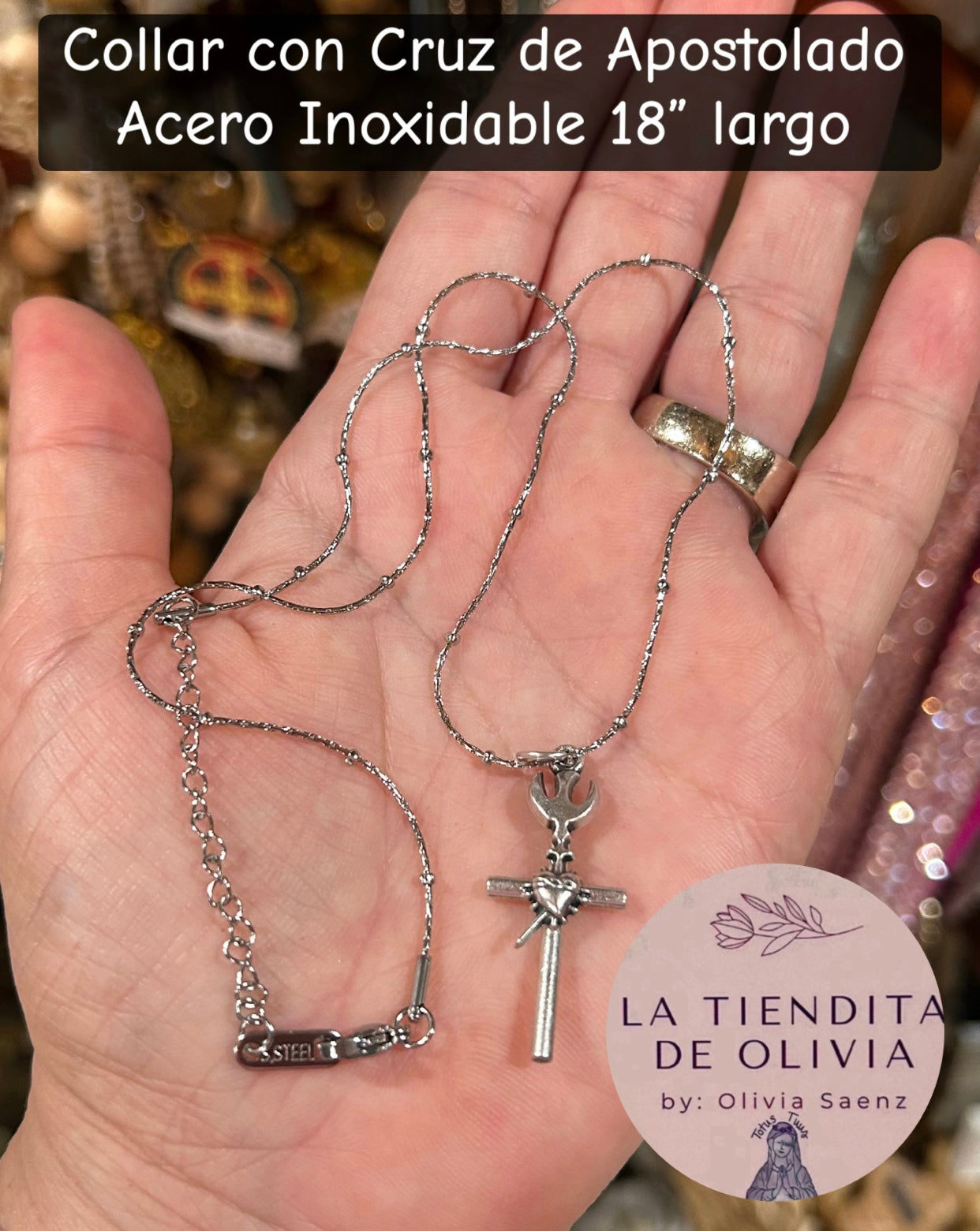 Collar con Cruz de Apostolado❤️
Acero Inoxidable 18" largo