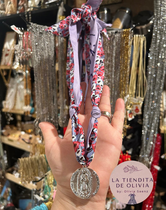 Virgencita de Guadalupe Bandana Necklace Purple 💜