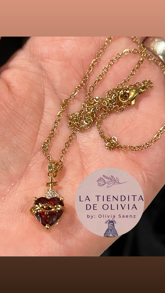 Sacred Heart of Jesus ❤️ Pendant Necklace 18” long 
Stainless Steel Gold